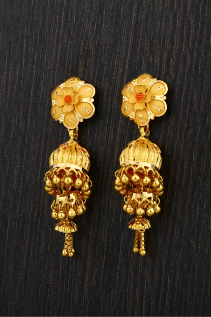 Golden Blossom Jhumka Earrings
